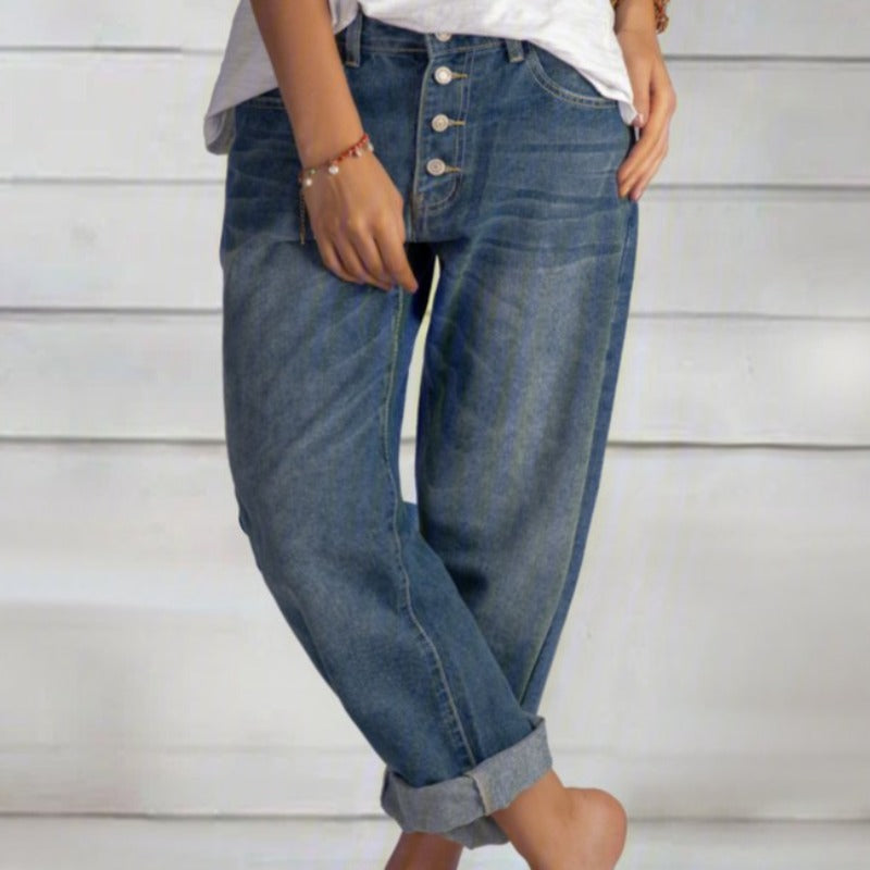 Dames Boyfriend-Jeans met High-Waist – Maribel