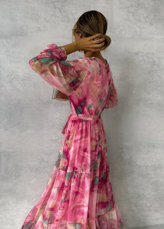 Bloemen Print Wikkel Maxi Jurk – Viviana
