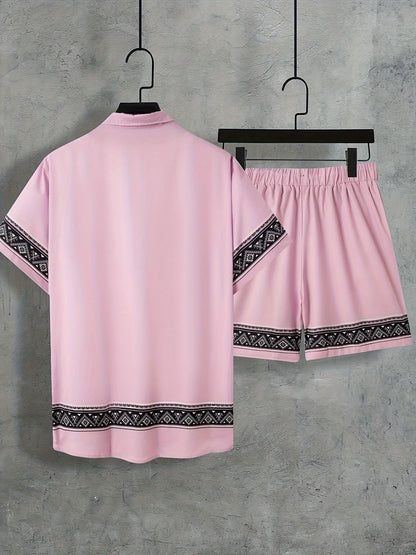 Tweedelige Boho Zomer Set Heren Shirt en Shorts Casual - Malik