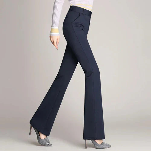 Slanke Uitlopende High Waist Broek – Mila