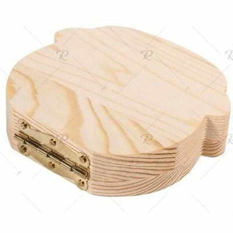 Houten doosje voor melktanden met inlegvakken als herinnering aan de tandwisseling.