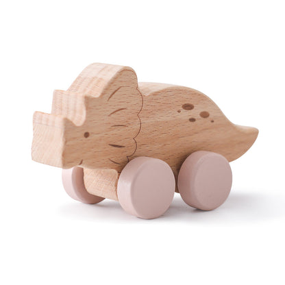 Houten dinosaurus met wieltjes voor kinderen – Koop 1, krijg 1 gratis