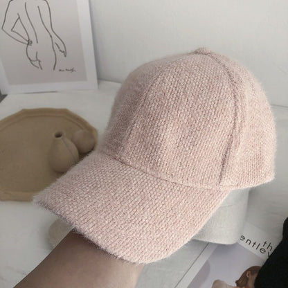 Warme dames baseballcap met imitatiebont voor de herfst en winter - Lorena
