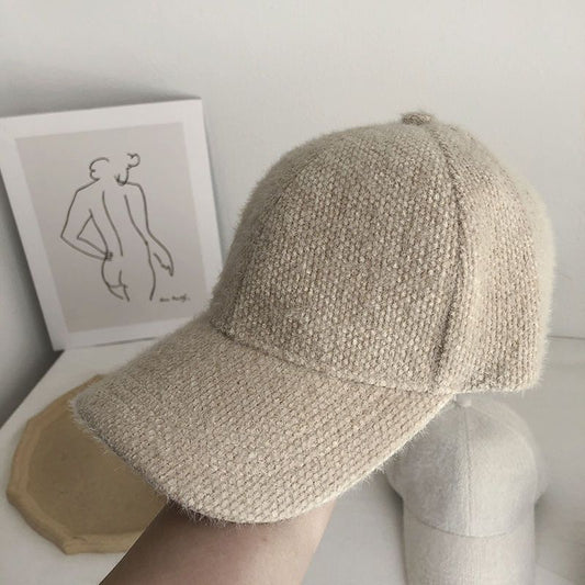 Warme dames baseballcap met imitatiebont voor de herfst en winter - Lorena