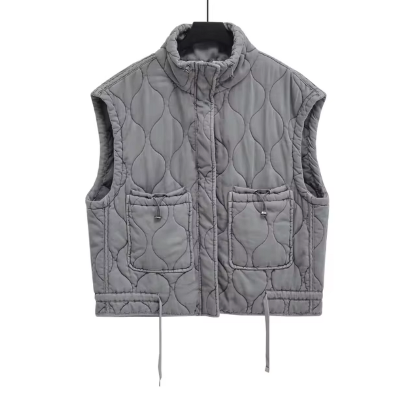 Grijze Mouwloze Katoenen Bodywarmer – Thalia