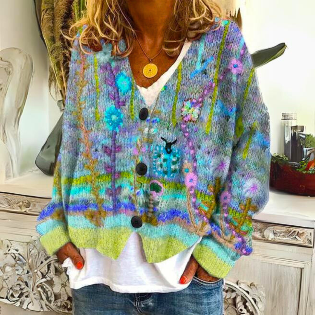 Warme Damescardigan met Print – Liv