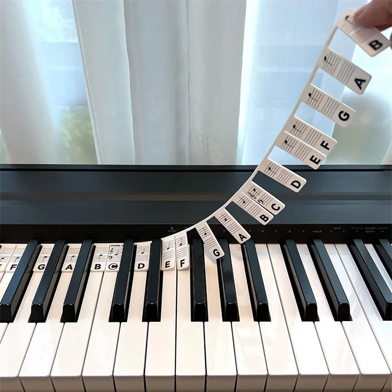 Afneembare notenlabels van siliconen voor piano's en keyboards met 88 toetsen.