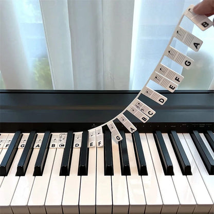 Afneembare notenlabels van siliconen voor piano's en keyboards met 88 toetsen.