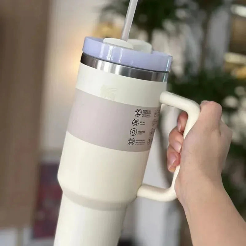 Vacuüm Geïsoleerde Beker met Deksel en Rietje - ThermoTumbler
