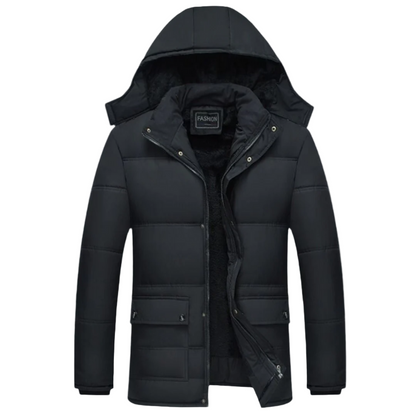 Zwarte Gewatteerde Heren Winterjas met Moderne Snit – Leon