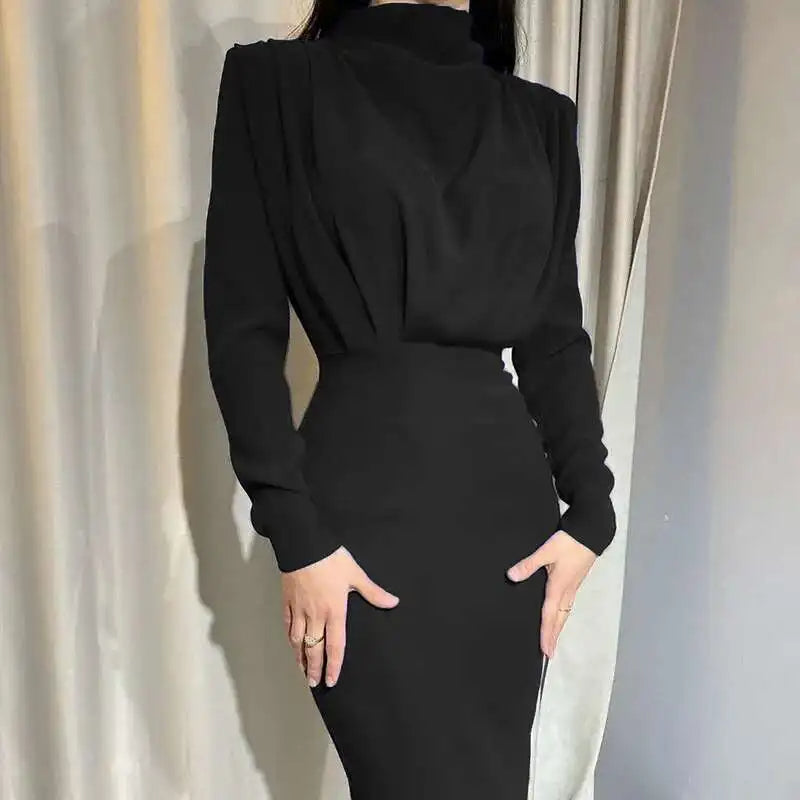 Bodycon Midi Jurk met Turtleneck – Valeria