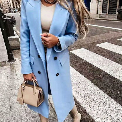 Lange damesjas met knoopsluiting – Helena