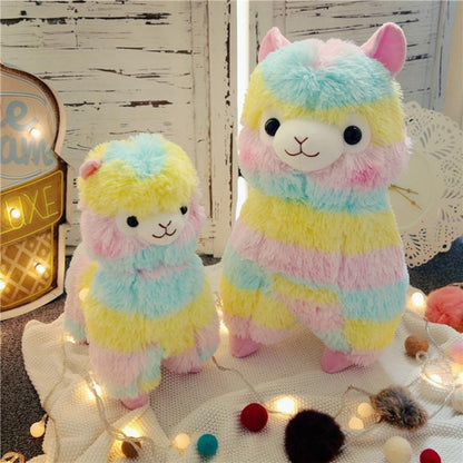 Zacht pluchen regenboog-alpaca knuffeldier voor baby's & peuters