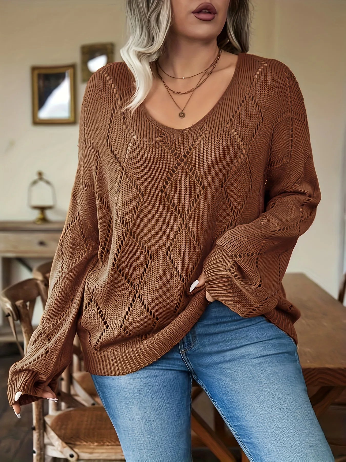 Oversized Dames Gebreide Trui in Plus Size – Marietta