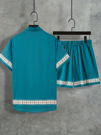 Tweedelige Boho Zomer Set Heren Shirt en Shorts Casual - Malik