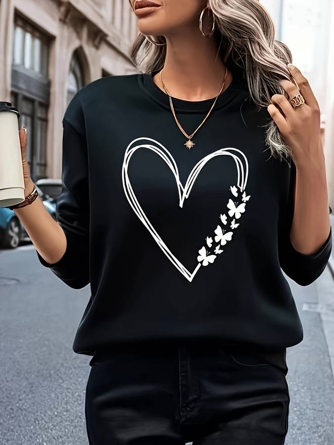Dames Sweater met Hartprint – Bonny