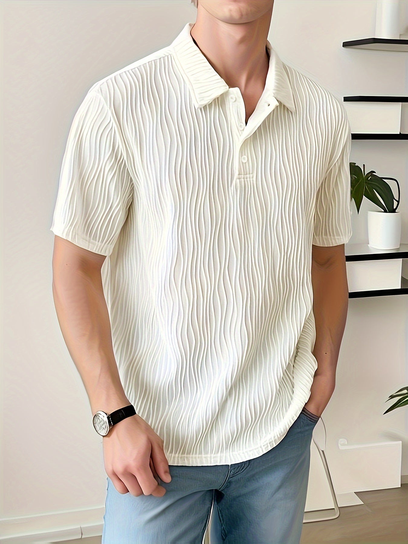 Wit Casual Gestreept Golfshirt - Elias
