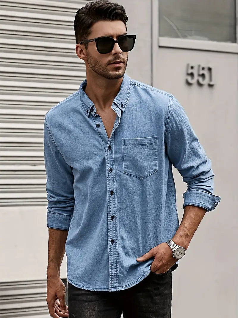 Herfst Denim Herenoverhemd – Milan