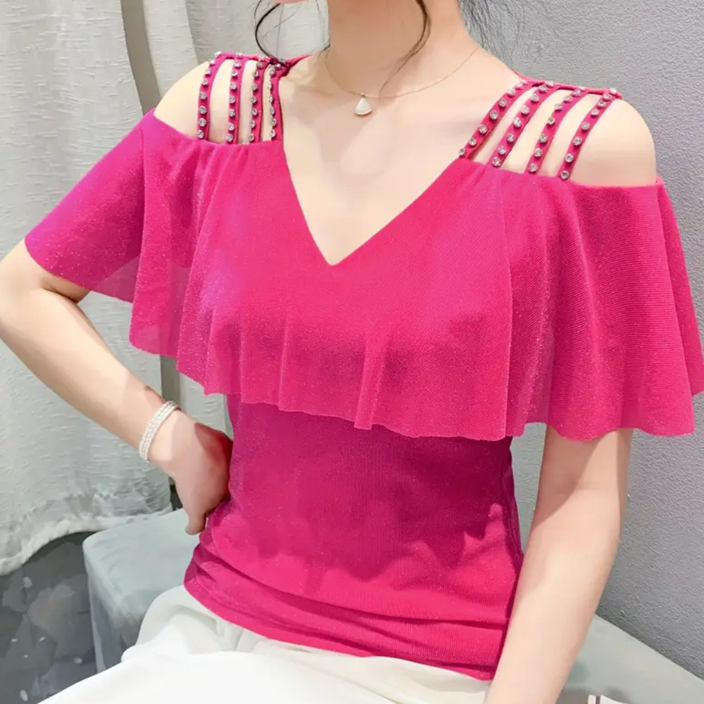 Modieuze V-Hals Blouse voor Dames - Elvira