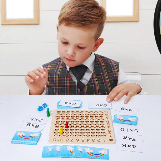 Houten multiplicatiespel voor kinderen met leerkaarten – Maximo