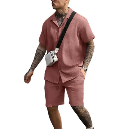 Tweedelige zomeroutfit voor heren met een overhemd en shorts – Milan