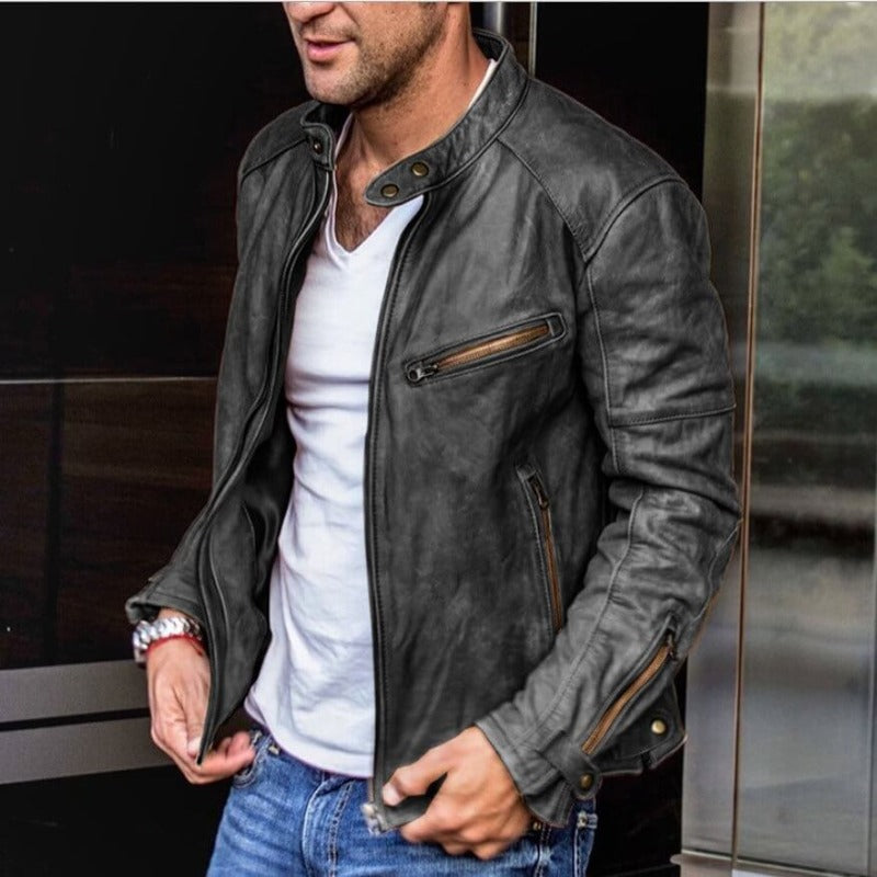Leren Herenjas met Weerbestendige Coating – Leandro