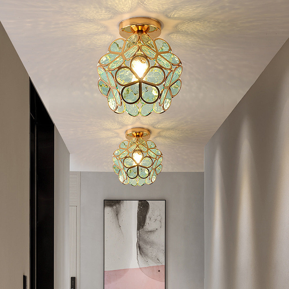 Artistieke Glazen Plafondlamp met Bloemmotief - FlowerHall