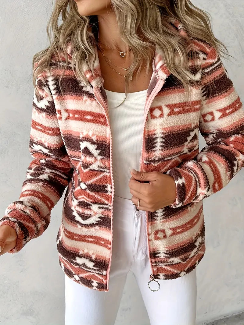 Dames Teddy Vest met Aztekenpatroon – Nayeli