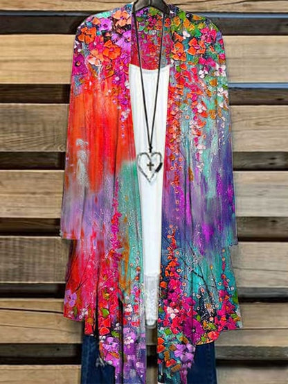 Lang Dames Vest met Bloemenprint – Liva