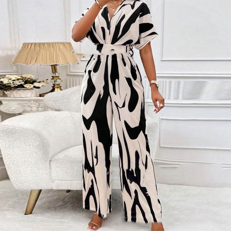 Zomerse Jumpsuit met V-Hals en Print – Noemi