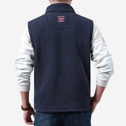 Heren Fleece Outdoor Vest – Gevoerd met Opstaande Kraag – Kaspar