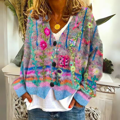 Warme Damescardigan met Print – Liv