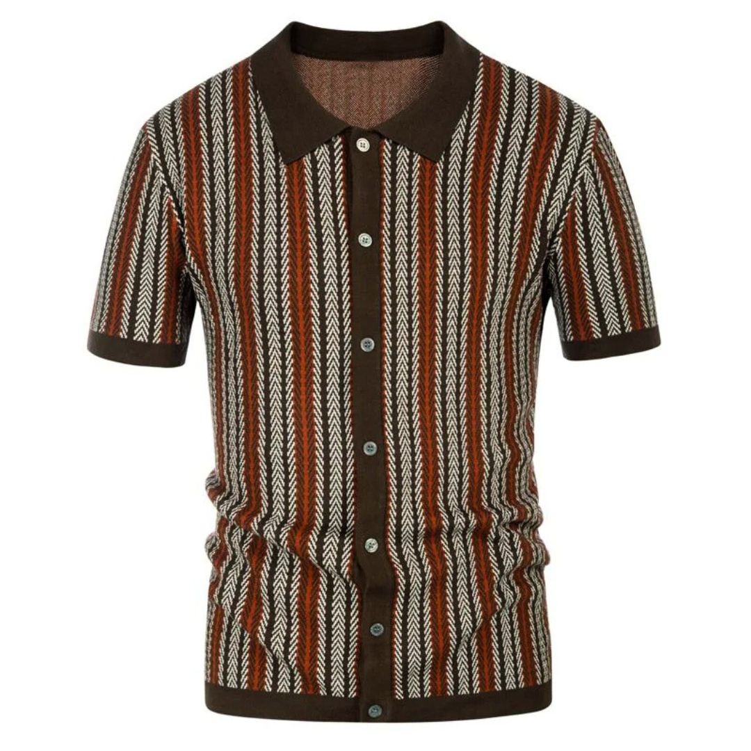 Ademende heren Chevron poloshirt met knoopsluiting - Julian
