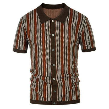 Ademende heren Chevron poloshirt met knoopsluiting - Julian
