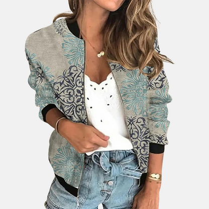 Dames Retro Bomberjack met Print - Zoë