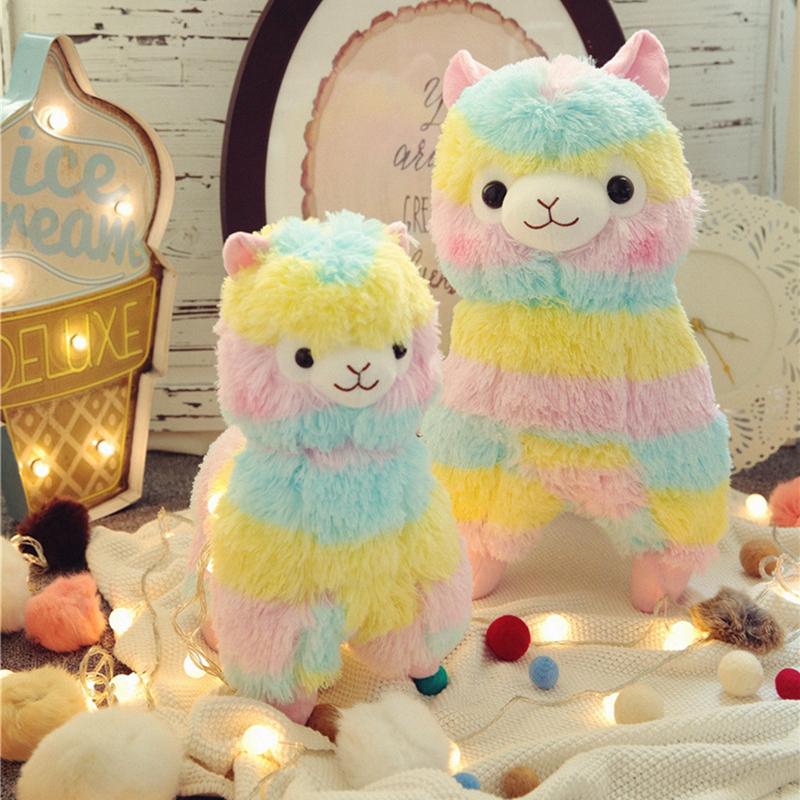 Zacht pluchen regenboog-alpaca knuffeldier voor baby's & peuters