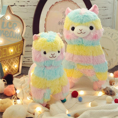 Zacht pluchen regenboog-alpaca knuffeldier voor baby's & peuters