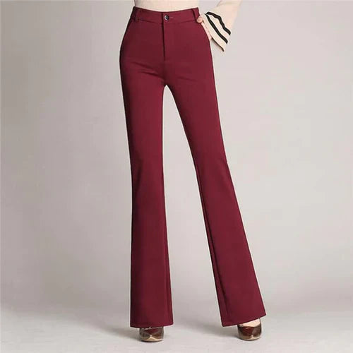 Slanke Uitlopende High Waist Broek – Mila