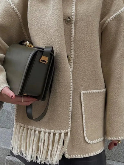 Lange Wollen Damesjas voor de Herfst – Amelie