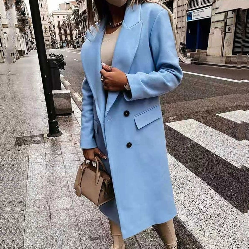 Lange damesjas met knoopsluiting – Helena