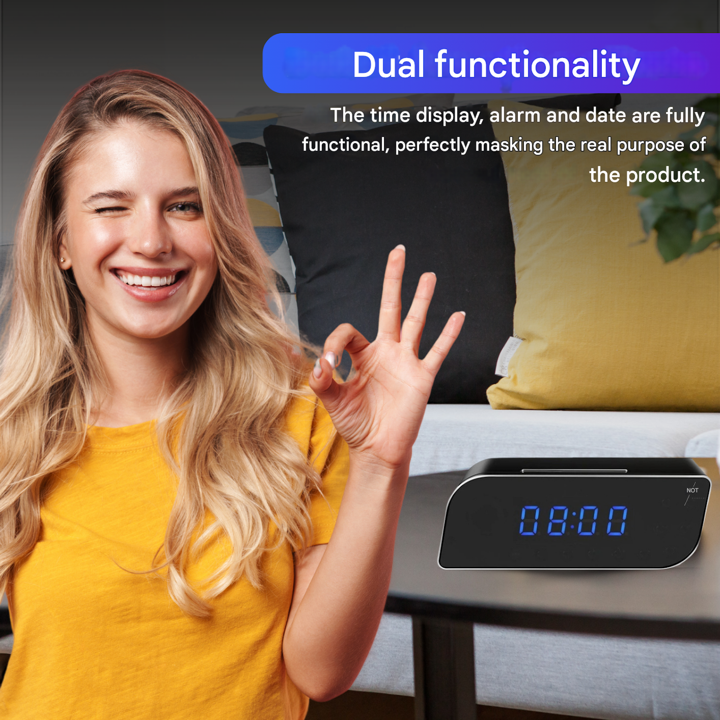 AA OOS Digitale Wekker met Verborgen Bewakingscamera – StealthClock Cam