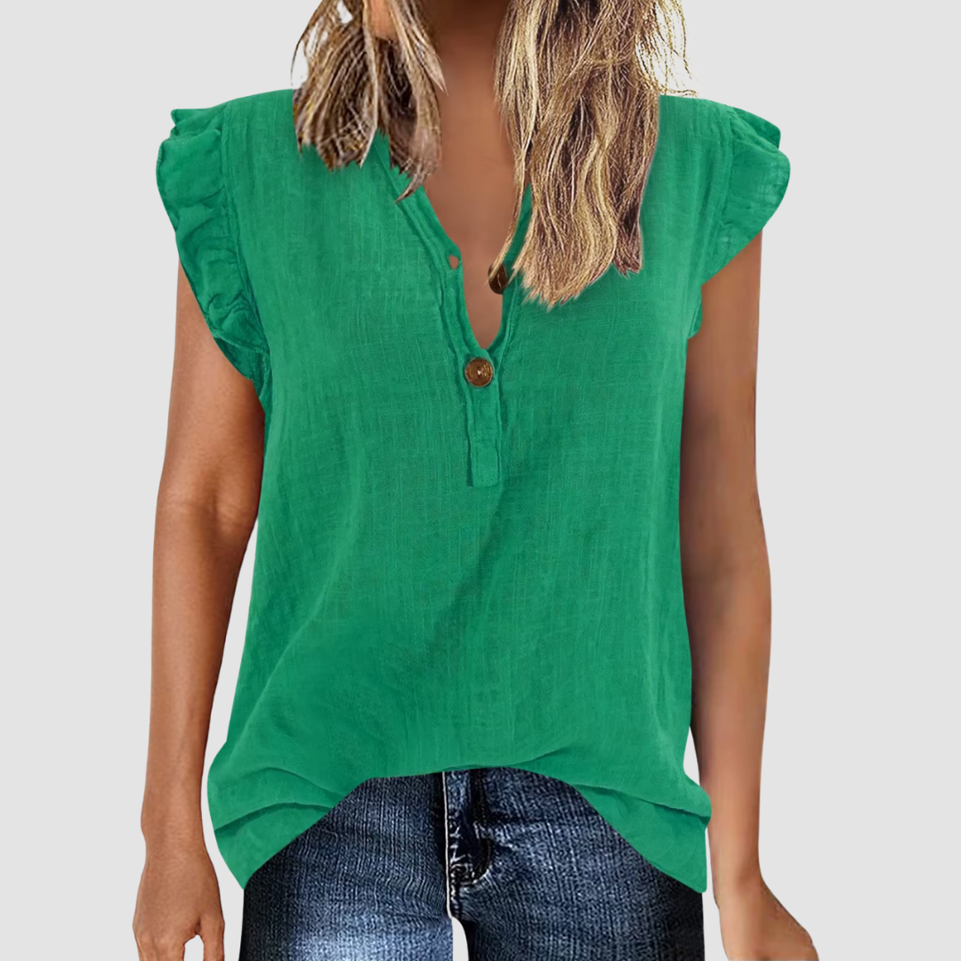 Losse Dames Zomerblouse met Knoopsluiting - Léa