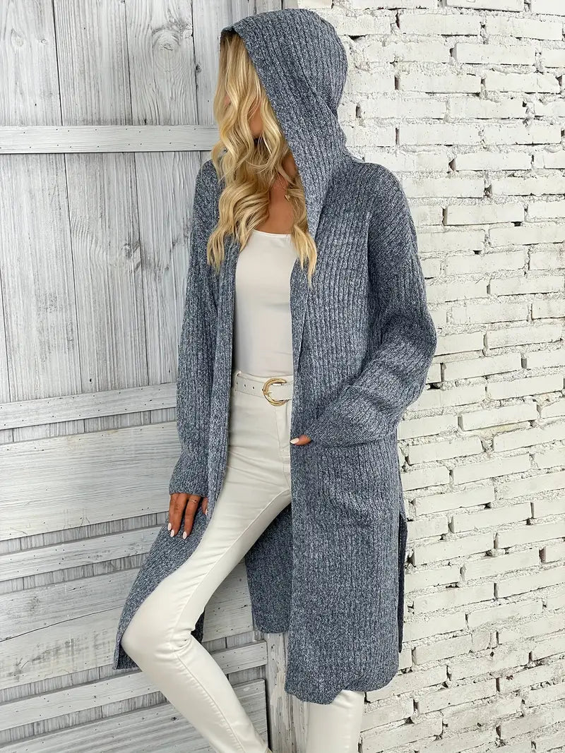 Lange gebreide dames cardigan voor herfst & winter – Elara