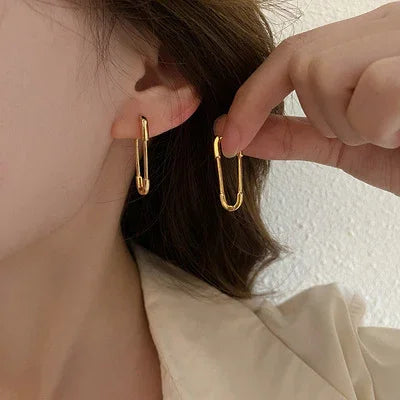 Gouden/Zilveren Paperclip Oorbellen - Viola