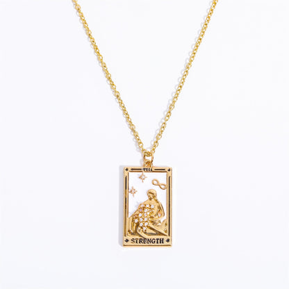 Zirkonia Vergulde Tarot Druppel Hanger Ketting - Amara