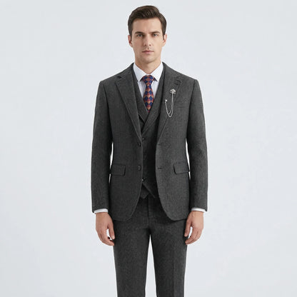 3-Piece Herringbone Patterned Suit - Leonard