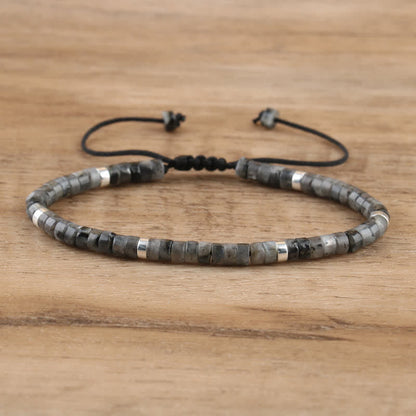 Gevlochten Armband met 2,4 mm Natuurlijke Steen Rollers - Seraphina