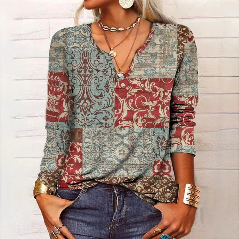 Luchtige dames zomerblouse met V-hals – Lina