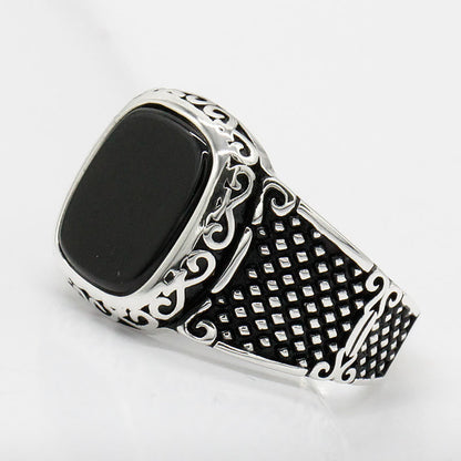 Zwarte Onyx Zilveren Ring voor Mannen - Max