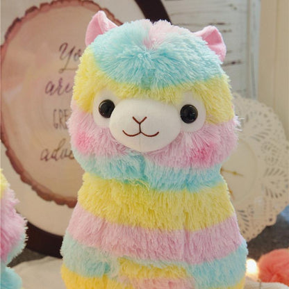 Zacht pluchen regenboog-alpaca knuffeldier voor baby's & peuters